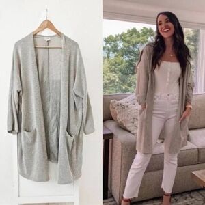 DONNI. Light Gray Open-Front Cardigan